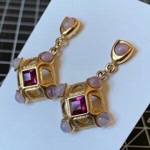 Purple and Gold Earrings